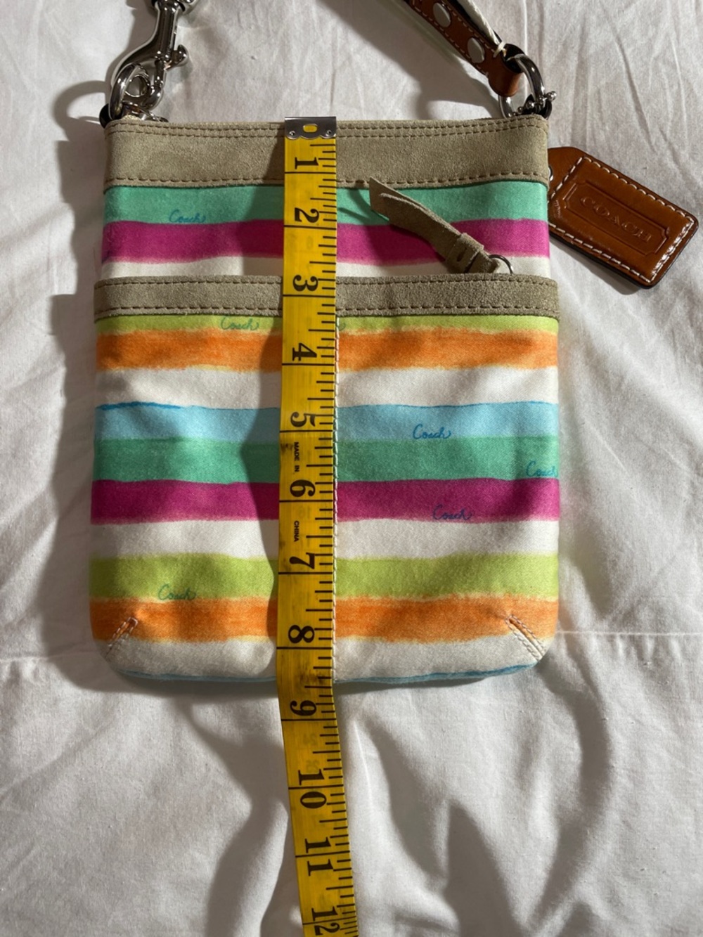 Coach Striped Multicolor Crossbody Bag with Blue Strap - Picture 7 of 13